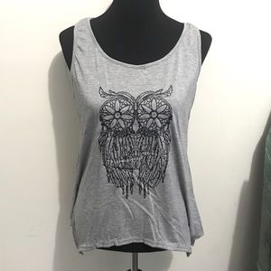 NEW Owl printed graphic tank top soft sleeveless